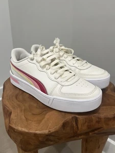 PUMA Skye Stripes Platform Leisure Board Shoes White 375884-01 Womens Sz 8 - Picture 1 of 11