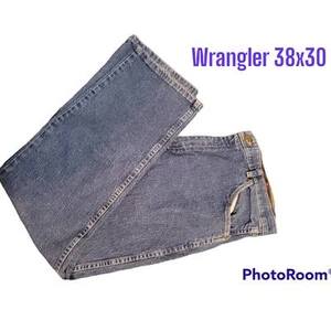 Men's Wrangler Regular Fit Straight Leg Denim Blue Jeans 38x30 - Picture 1 of 8