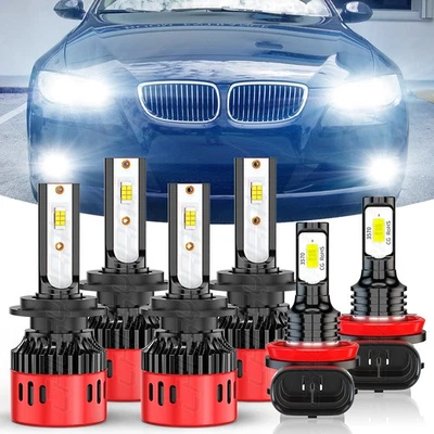 Combo Blanco 6x Faro LED Luz Antiniebla Luz Alta Baja Para BMW 328i 2007-2016 Foto 1 de 4