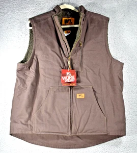 Wells Lamont Workwear Vest Men's XL Sherpa Lined Full Zip Canvas Brown - Picture 1 of 14