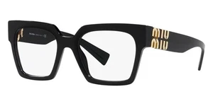 MIU MIU MU 04UV Black Gold 1AB-1O1 Women Square Eyeglasses Rxable AUTHENTIC - Picture 1 of 5