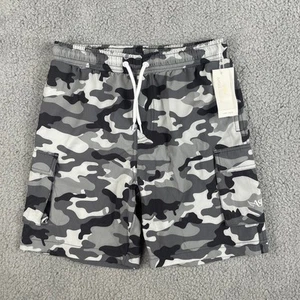 Angel Season Boy's 11-12 Black Gray Camo Swim Shorts with Mesh Liner - Picture 1 of 11