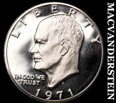 1971-S Silver Eisenhower Dollar - Choice Gem Proof  Lustrous  No Reserve  #F6427 - Image 1 of 2