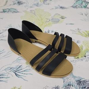 Sandali bassi Crocs Tulum donna taglia 10 neri con cinturino punta aperta - Foto 1 di 8