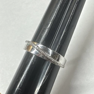 Conjunto de canal de plata esterlina anillo de banda de diamantes transparentes para hombre 10 Foto 1 de 4