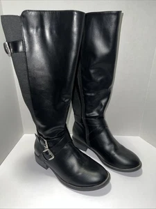 Torrid Damen Kunstleder schwarz kniehohe Reitstiefel Größe 9,5 WW - Bild 1 von 16
