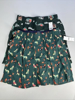 J Crew Boxer Shorts Para Hombres XS Vacaciones Navidad Estampado Conjunto de Dos Pares Perros Cabañas Foto 1 de 4