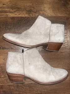 Sam Edelman Women's Petty Boots Size 7 Light Gray Suede Bootie Block Low Heel - Picture 1 of 7