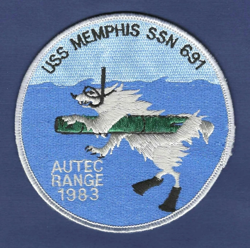 Parche de submarino de propulsión nuclear Autec Range 1983 USS Memphis SSN-691 Foto 1 de 1