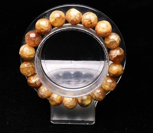 10.7mm Genuine Natural Yellow Kunzite Gemstone Crystal Round Beads Bracelet AAA - Picture 1 of 6
