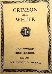 1929-1930 Hollywood High School CA Manuale corpo studentesco e mappa - Cremisi e bianco - Foto 1 di 9