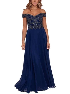 Xscape abito donna blu navy spalle scoperte taglia 16 - Foto 1 di 1