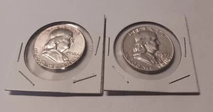 Silver 1956 Franklin Half & Silver 1959 Franklin Half - Picture 1 of 2
