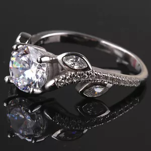 Anillo de 1,25 quilates corte redondo AAA CZ 925 plata para mujer 7 mm*7 mm flores rosa 4-9,5 - Imagen 1 de 6