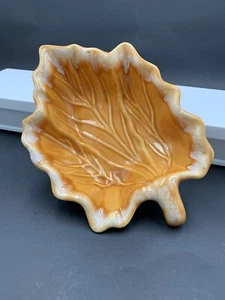 Fall Autumn Golden Orange Leaf Decorative Bowl/ Candleholder Ovenproof USA 7" - Bild 1 von 4
