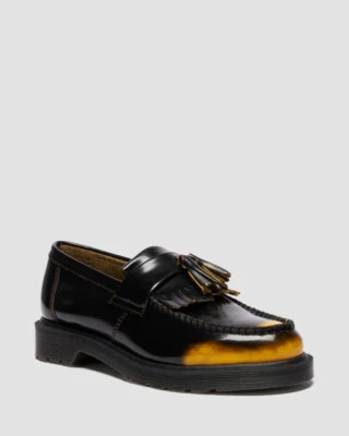 Dr Martens Adrian Tassel Arcadia Rub Off Leather Premium Loafers Black/Yellow - Image 1 of 4