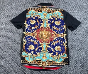 Tribal Sun Motif Pattern Shirt Adult Large Black Short Sleeve The Rock Cosplay - Picture 1 of 12