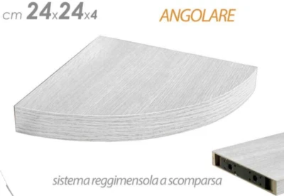 MENSOLA PARETE ANGOLARE ANGOLO SCAFFALE RIPIANO STAFFA MODERNO BIANCA LEGNO 24cm - Immagine 1 di 4