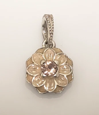 Pandora Plata Esterlina Floreciente Dalia Esmalte Rosa Circonita cúbica Cuentas Dije 791829NBP Foto 1 de 4