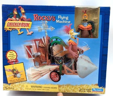 Vintage 2000 Playmates Chicken Run Movie Rocky's Flying Machine  Sealed New NIB Cover