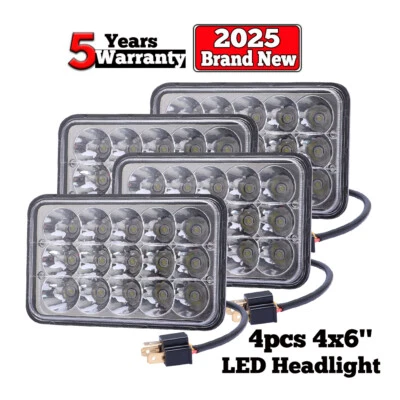 适用于雪佛兰 R10 R20 R30 1987 1988 - 4x 4x6" LED 车头灯高低光束白色 — 第 1/4 张图片