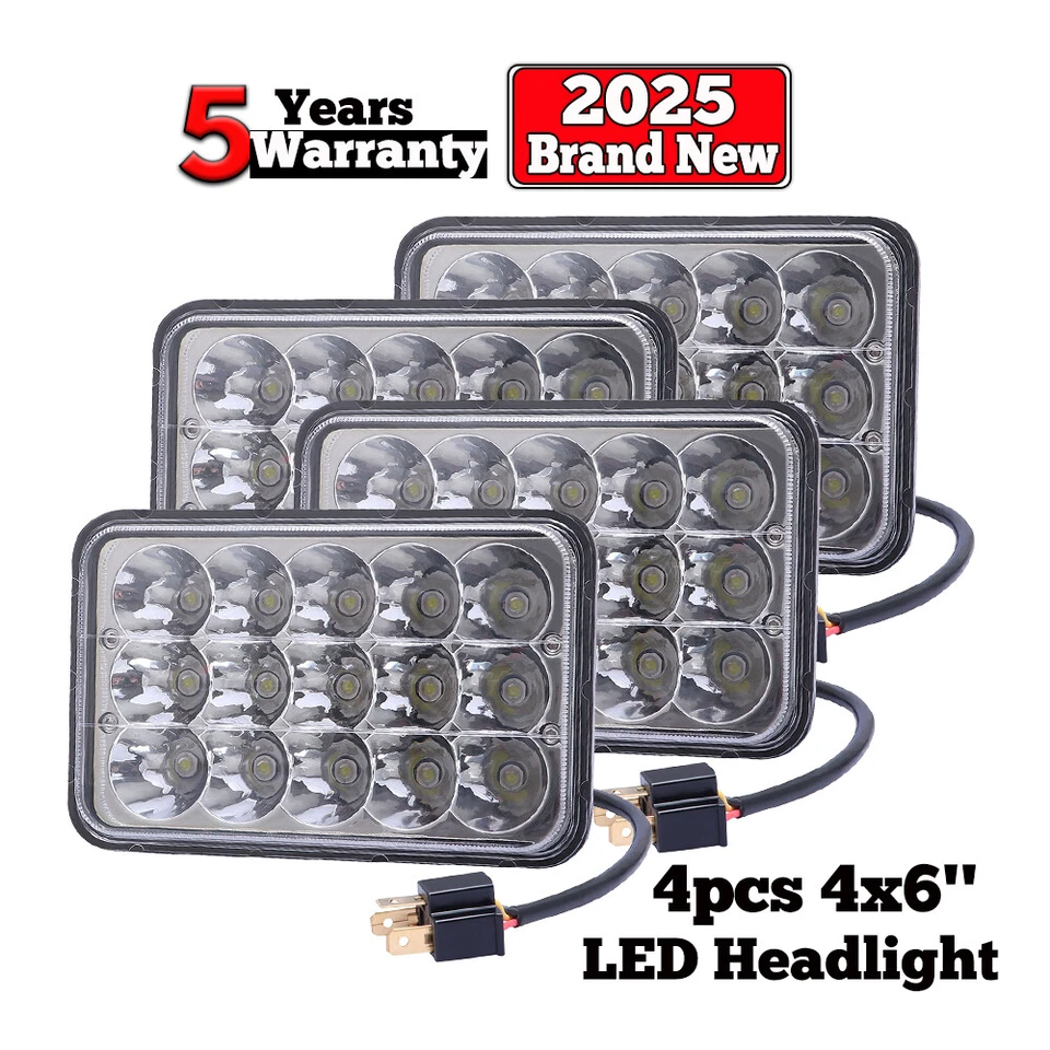 Faros LED de haz alto bajo blanco para Chevrolet R10 R20 R30 1987 1988 - 4x 4x6" Foto 1 de 4