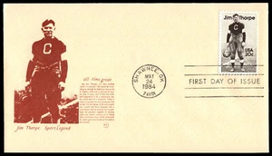 1984 Jim Thorpe FDC All-Time Great American Athlete NC Cachet - Picture 1 of 2