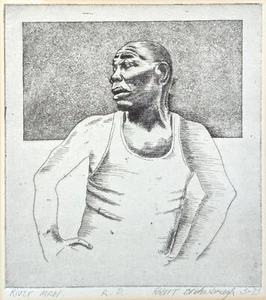 Robert BRIDENBAUGH Radierung & Aquatinta "River Man" A.P. Signiert gerahmt datiert 1975 - Bild 1 von 9