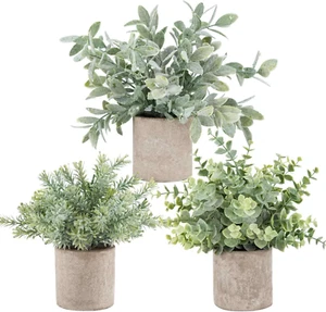 3pcs Mini Potted Fake Plants Artificial Plastic Eucalyptus Plants Topiaries-Home - Picture 1 of 12