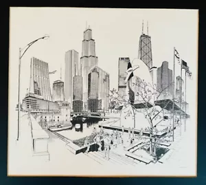 1978 George Becker Print Chicago Landmarks Buildings Illinois Architecture 20x16 - Picture 1 of 7