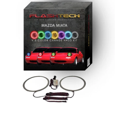 RGB Multi Color Changing LED Halo Ring kit for 1990-1997 Mazda Miata Headlights - Image 1 of 4