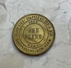 Lackawanna New York NY Mount Sinai Kapitel Nr. 293 Freimaurer Freimaurer Penny Medaille - #1 - Bild 1 von 2