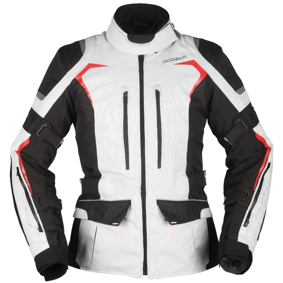 Modeka Motorradjacke Elaya Lady Textiljacke Damen Hellgrau / Schwarz Wasserdicht - Bild 1 von 2
