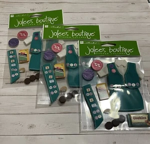 Jolee's Girl Scout Scrapbooking Stickers Cookies Badges Uniform SPJB098 Set Of 3 - Picture 1 of 4