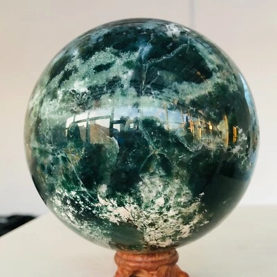 1497g Musgo Natural Ágata Cuarzo Cristal Esfera Mineral Espécimen Curación AH59 Foto 1 de 4