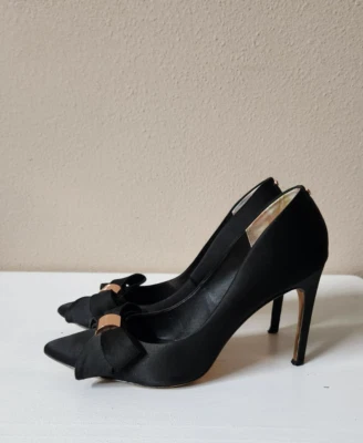 Ted Baker Skalett черный атласный бант вкратце носок Stiletto насос туфли Sz-40,5 EUR-9 - Изображение 1 из 4