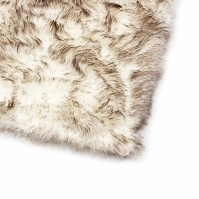 Faux Fur Shag Rug Wolf Tips Two Color Sheepskin Furry Soft Non Slip Rug - Image 1 of 4