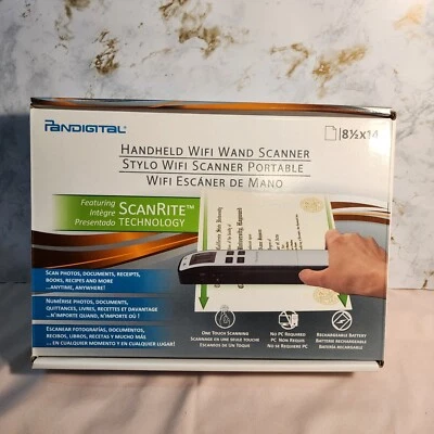 Black Handheld Wand Scanner, Pandigital S8X1102BL, Wi-Fi, 8.5 x 14, Open Box - Image 1 of 4