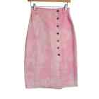 Vintage Womens Size 5/6 Pink Tie Dye Asymmetrical Button Down Denim Skirt
