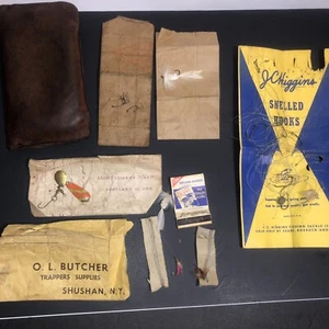 Vintage Leder Angeltasche-Fliegen-Spinner ++ Montgomery Ward, O.L.Metzger Umschläge - Bild 1 von 19