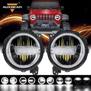 AUXBEAM 9"Inch LED Headlights w/ DRL for Jeep Wrangler JL 2018-2023 Gladiator JT - Picture 1 of 12