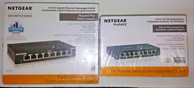 BUNDLE -1 Netgear Prosafe FS108 Desktop Switch & 1 Gigabit Ethernet Switch GS308 - Image 1 of 4