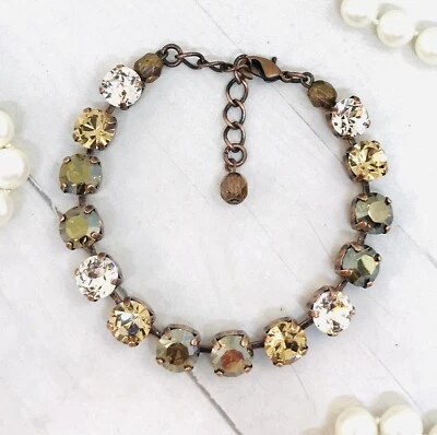 Chocolate Brown Cup Chain Bracelet made with Light Brown Topaz Premium Crystals - Image 1 of 4