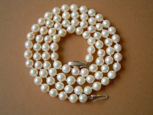 Collier de perles véritables perles argent massif 925 fermoir 31 g/64,5 cm - Photo 1/6