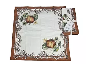 Williams Sonoma Plymouth Pumpkin Cloth Dinner Napkins Set 4 Fall Autumn - Picture 1 of 7