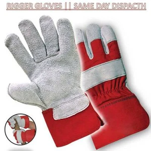 Leather Rigger Industrial Work Gloves Gardening Thorn Proof Heavy Duty Gauntlet - Picture 1 of 7