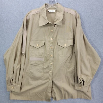 Camisa Schrader vintage para mujer 26w abotonada manga larga safari utilitario top Foto 1 de 4