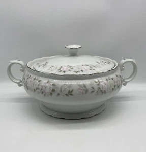 Sheffield Porcelain Fine China Classic 501 Covered Serving Bowl Silver Trim - Picture 1 of 7