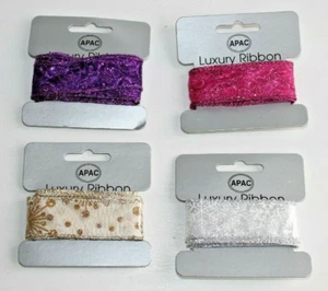 Luxury Glitter Craft Ribbon - 4 Colours - 2m Length x 35mm Width - Picture 1 of 4