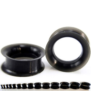 2pc Black Silicone Ear Plug Taper Tunnel Gauge Expander Stretching Kit 6g - 1"